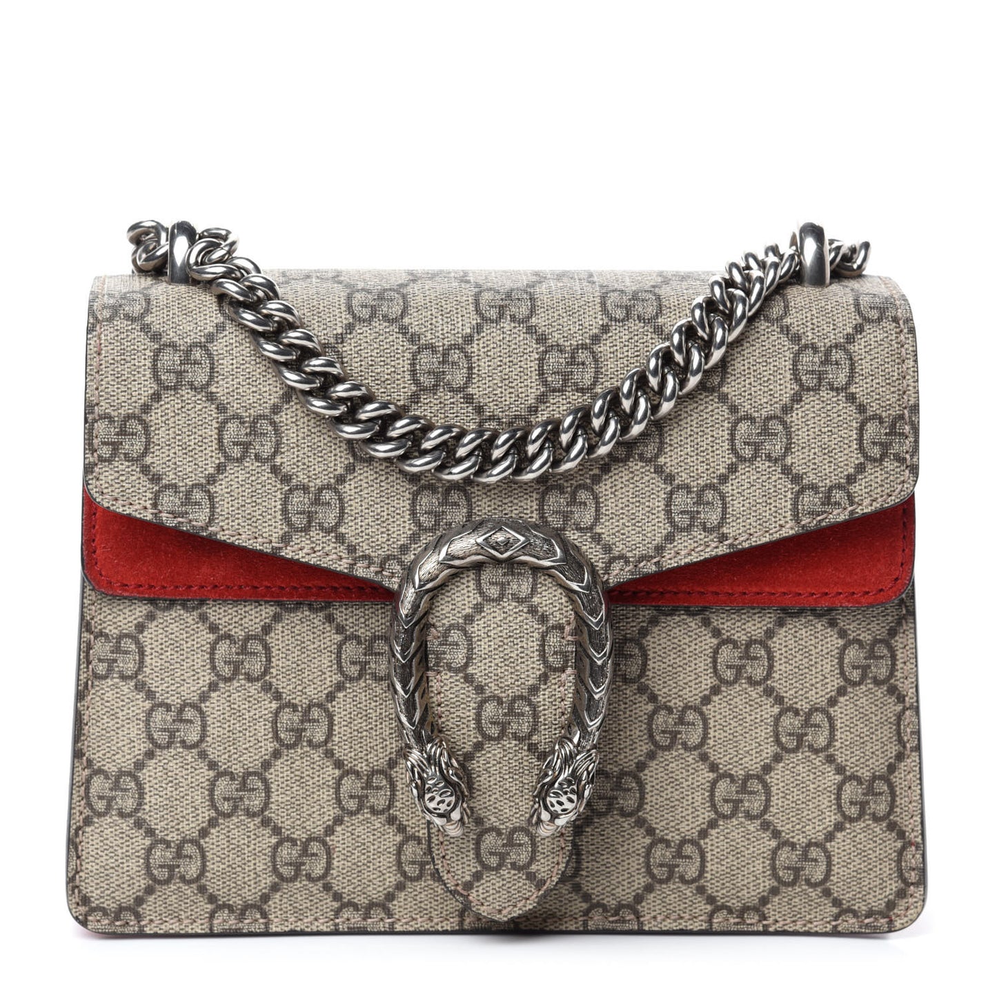 GG Supreme Monogram Mini Dionysus Shoulder Bag Hibiscus Red