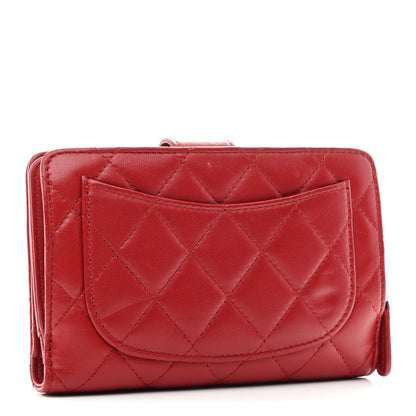 Chanel Lambskin Quilted CC French Wallet Red 3 of 9