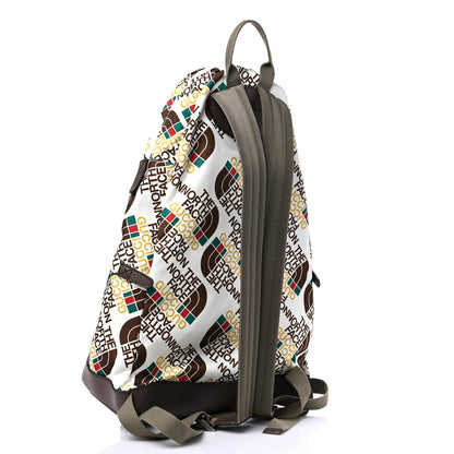 Gucci X THE NORTH FACE Econyl Nylon Medium Backpack Brown White 3 of 9