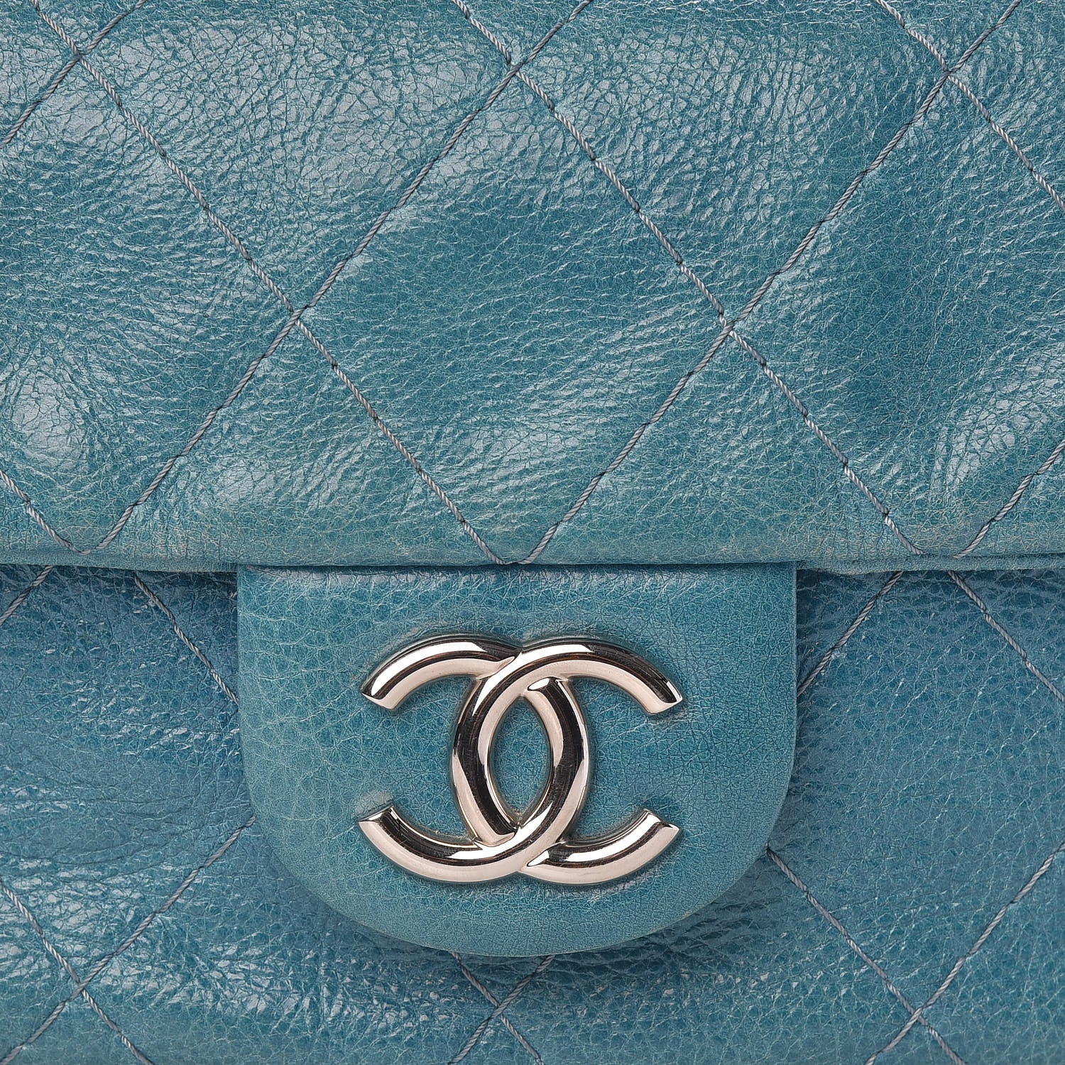Chanel Glazed Calfskin Stitched On The Road Flap Blue 10 of 10