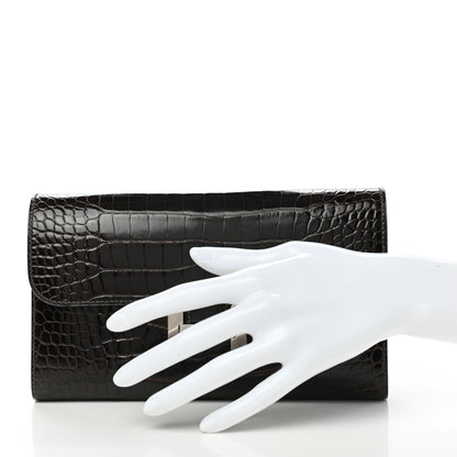 Hermes Shiny Alligator Constance Long Wallet Macassar 2 of 9