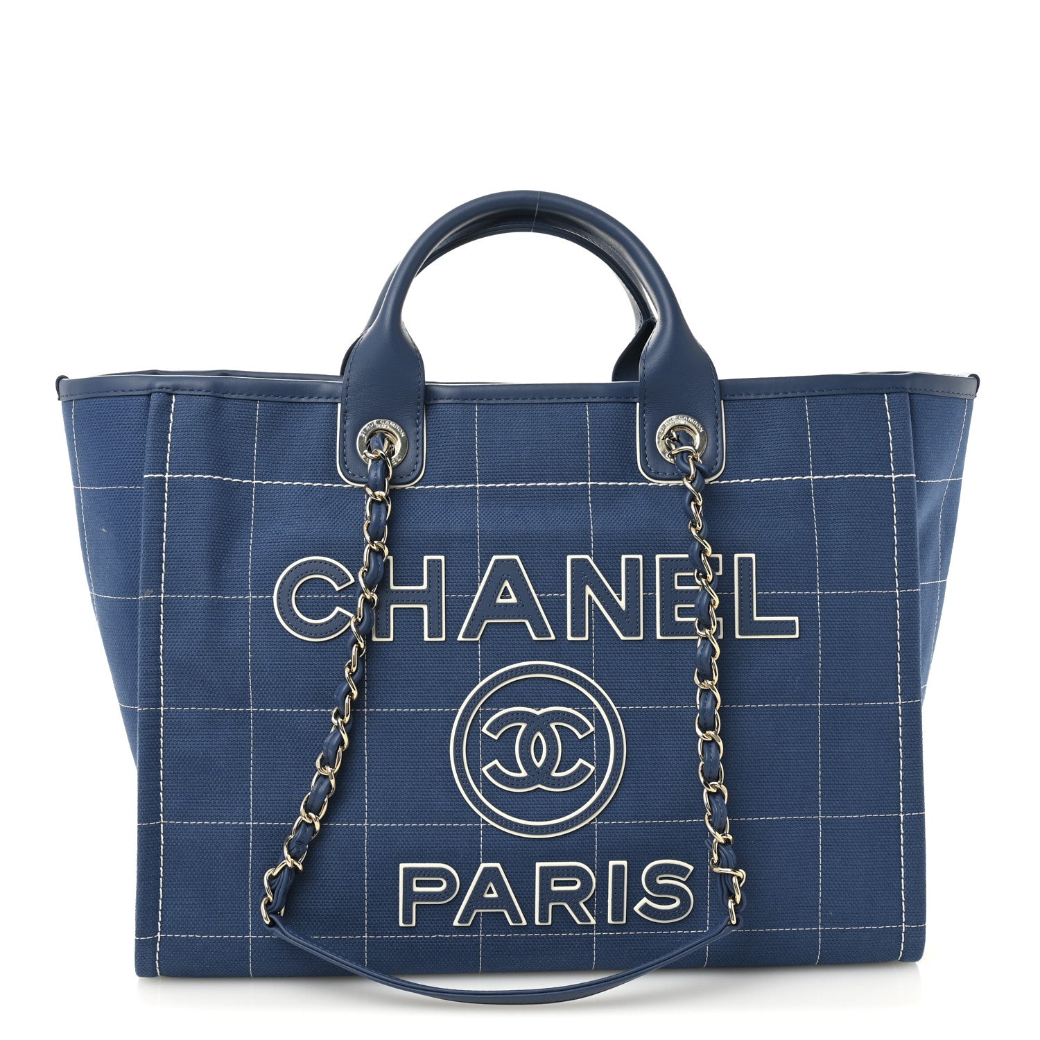 Chanel Cotton Medium Deauville Tote Blue White 1 of 12