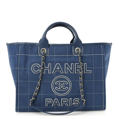 Chanel Cotton Medium Deauville Tote Blue White 1 of 12