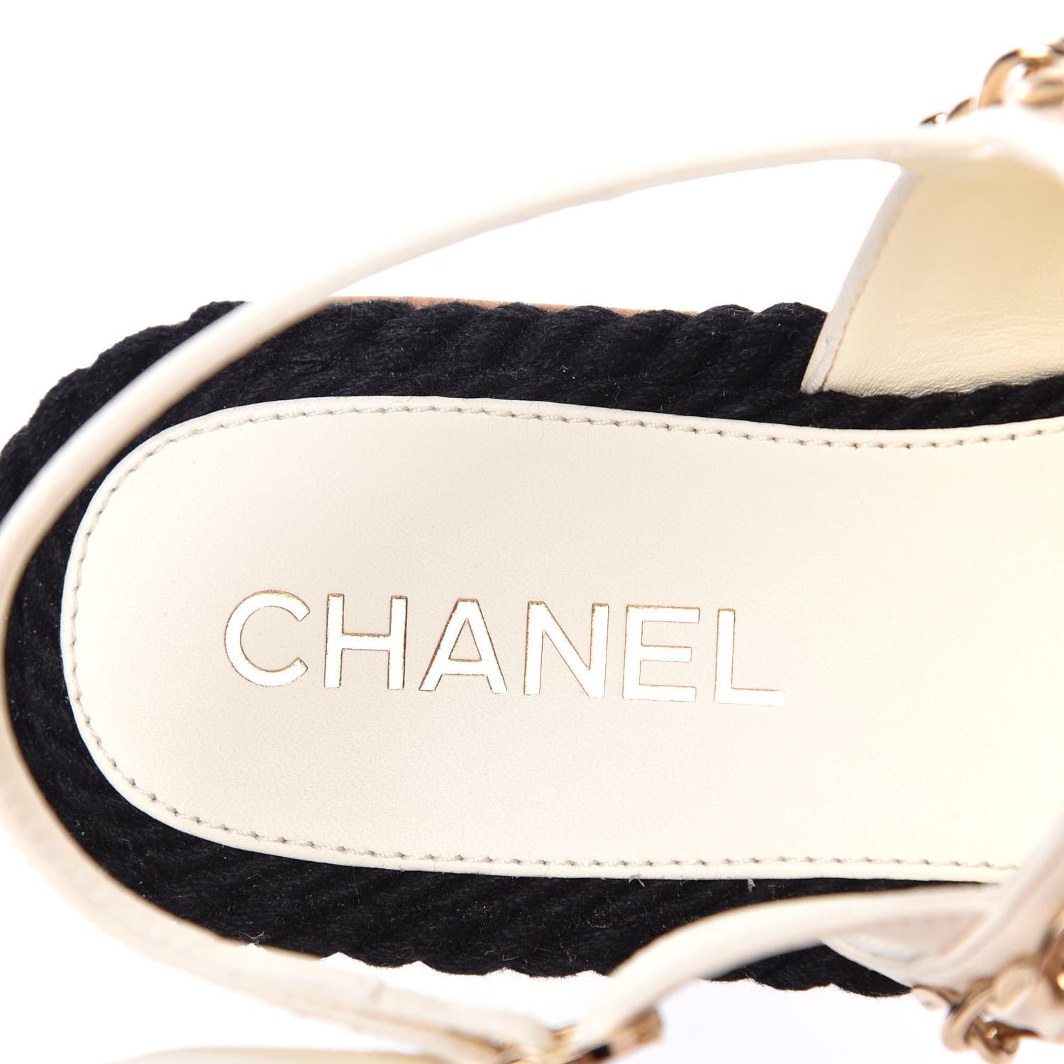 Chanel Lambskin Calfskin Cap Toe Chain Mules Sandals 36 Ivory Black 8 of 11