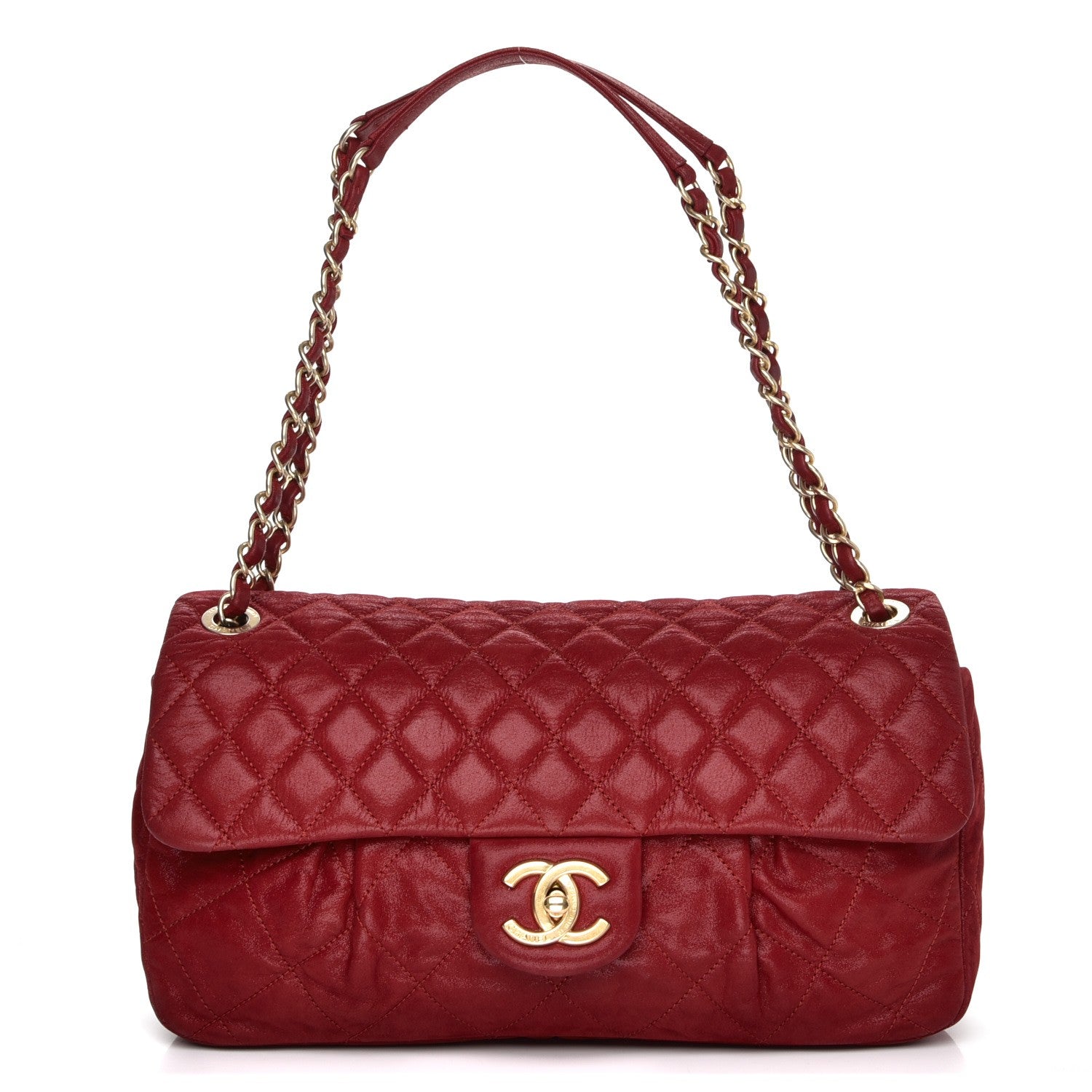 Chanel Iridescent Calfskin Large Chic Quilt Flap Red 1 of 16
