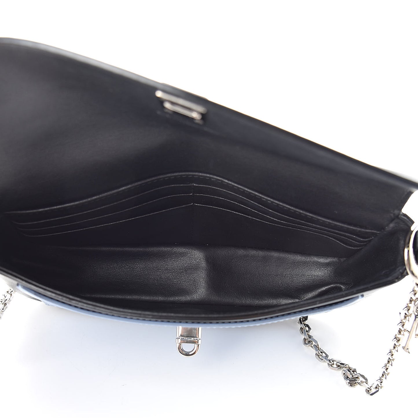 Calfskin Bi-Color Wallet On Chain Black Blue