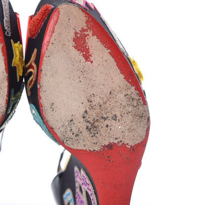 Christian Louboutin Patent Loubi Zeppa 140 Wedges 38.5 Black Red 14 of 20