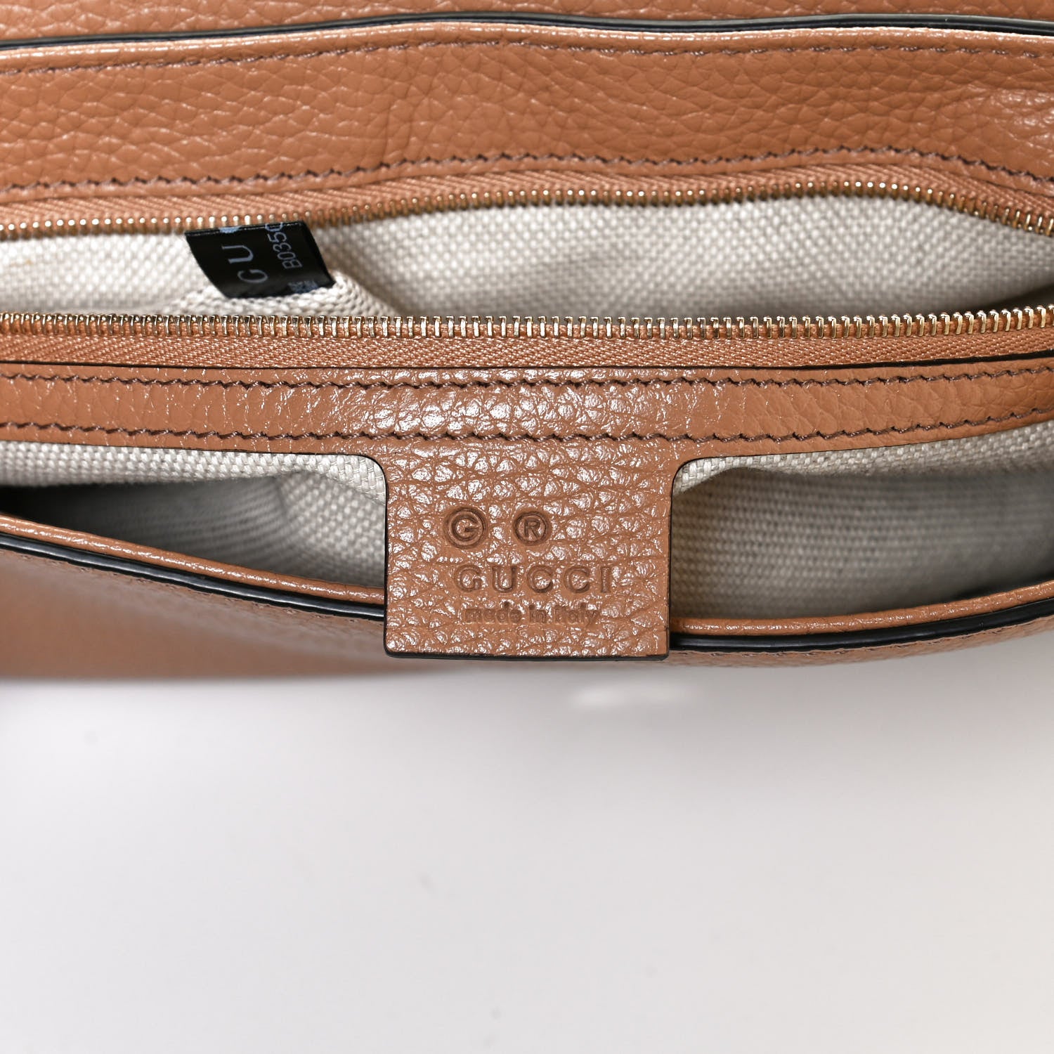 Gucci Pebbled Calfskin Medium Soho Flap Crossbody Camelia 6 of 13