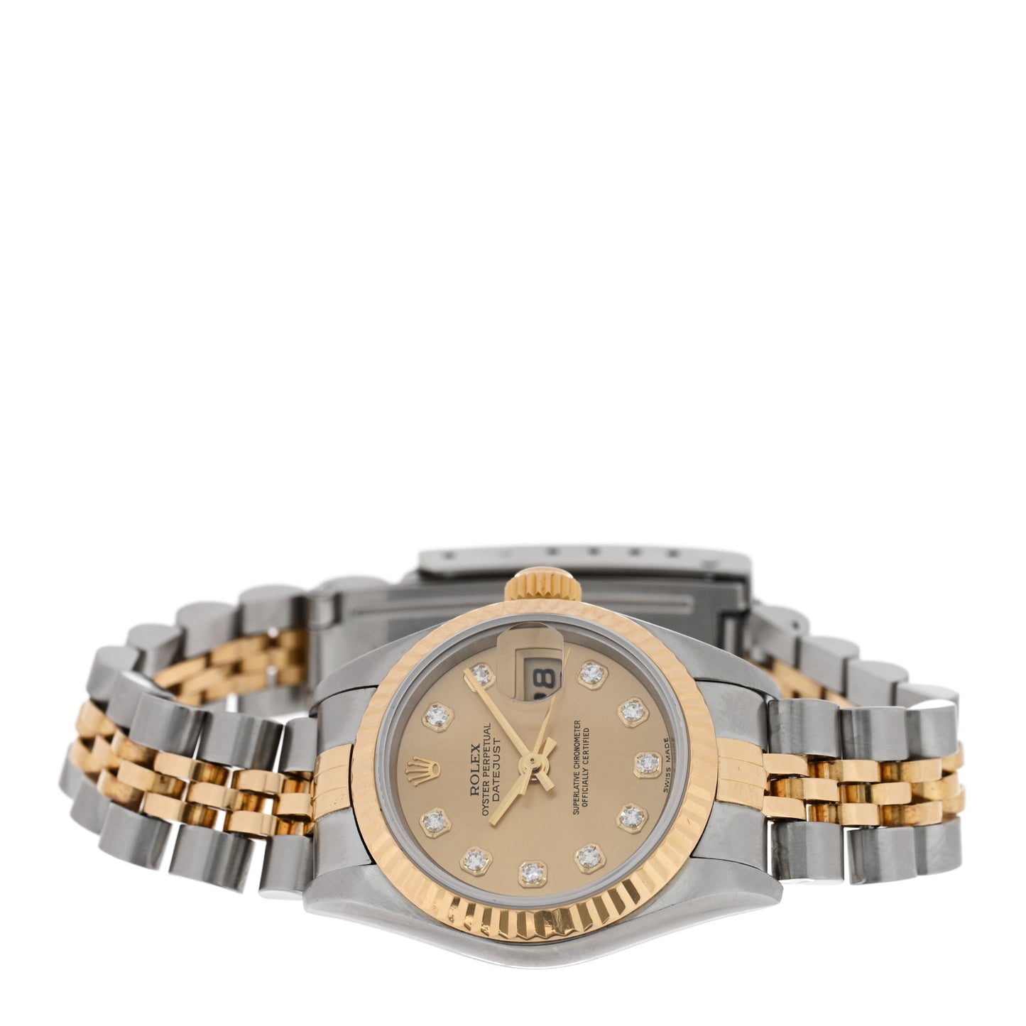 Stainless Steel 18K Yellow Gold Diamond 26mm Oyster Perpetual Datejust Watch Champagne 79173