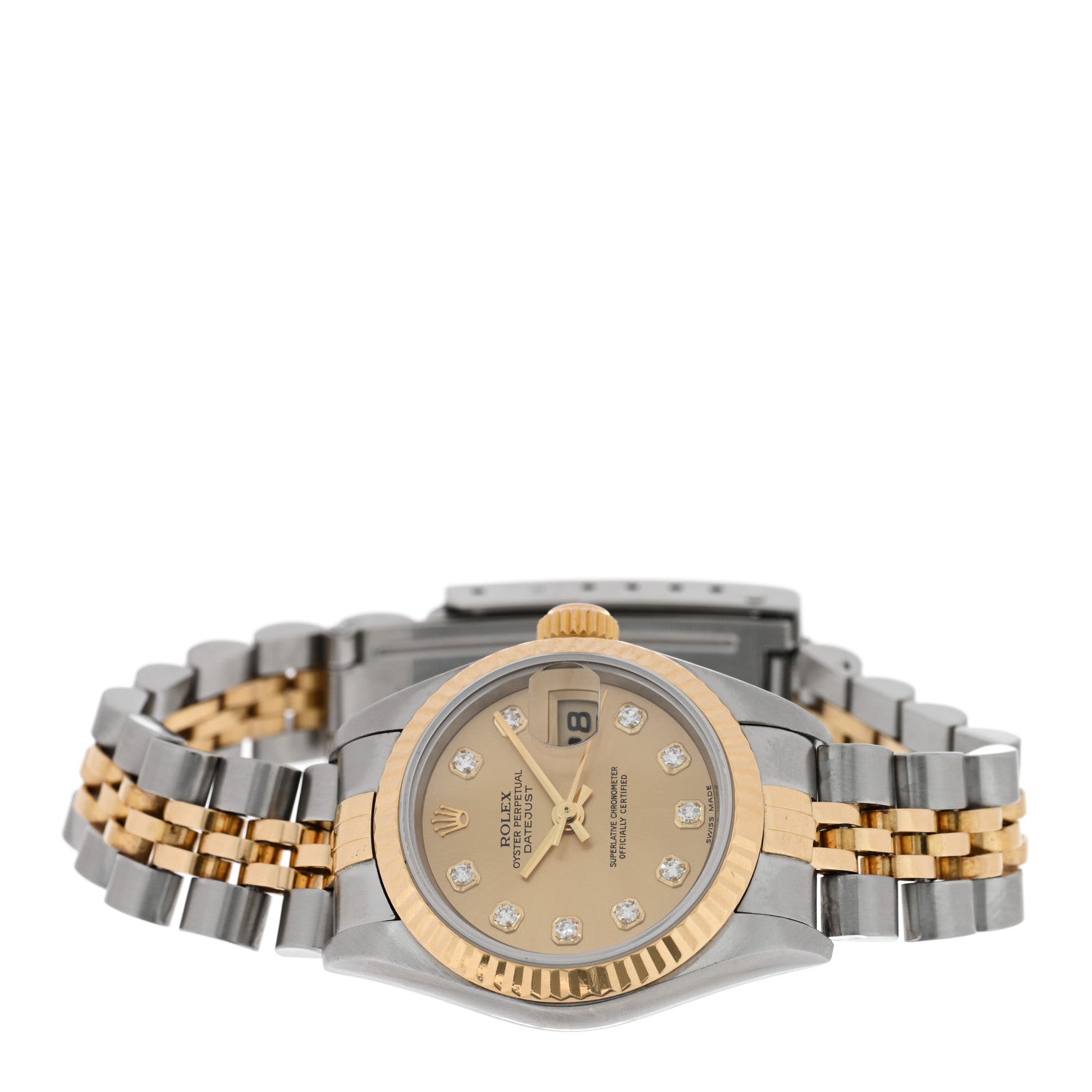 Rolex Stainless Steel 18K Yellow Gold Diamond 26mm Oyster Perpetual Datejust Watch Champagne 79173 2 of 4