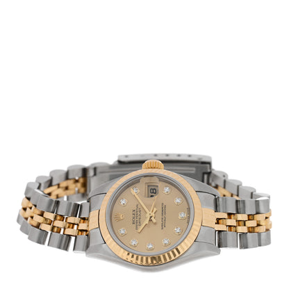 Rolex Stainless Steel 18K Yellow Gold Diamond 26mm Oyster Perpetual Datejust Watch Champagne 79173 2 of 4