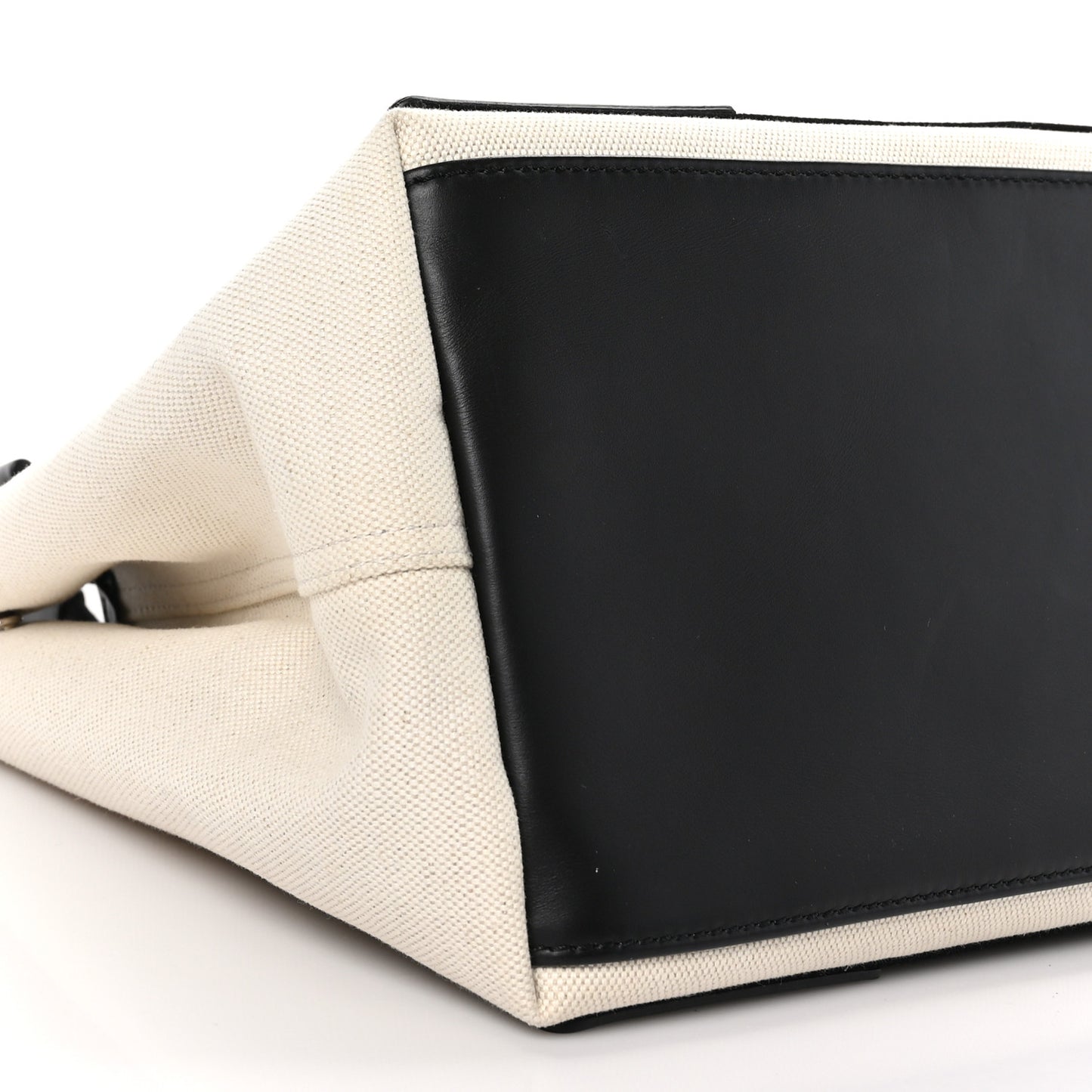 Cotton Canvas Satin Calfskin S Navy Cabas Natural Black