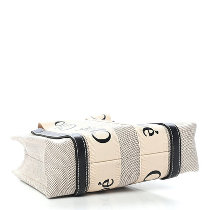 Chloe Cotton Calfskin Small Woody Ribbon Tote White Blue 3 of 8