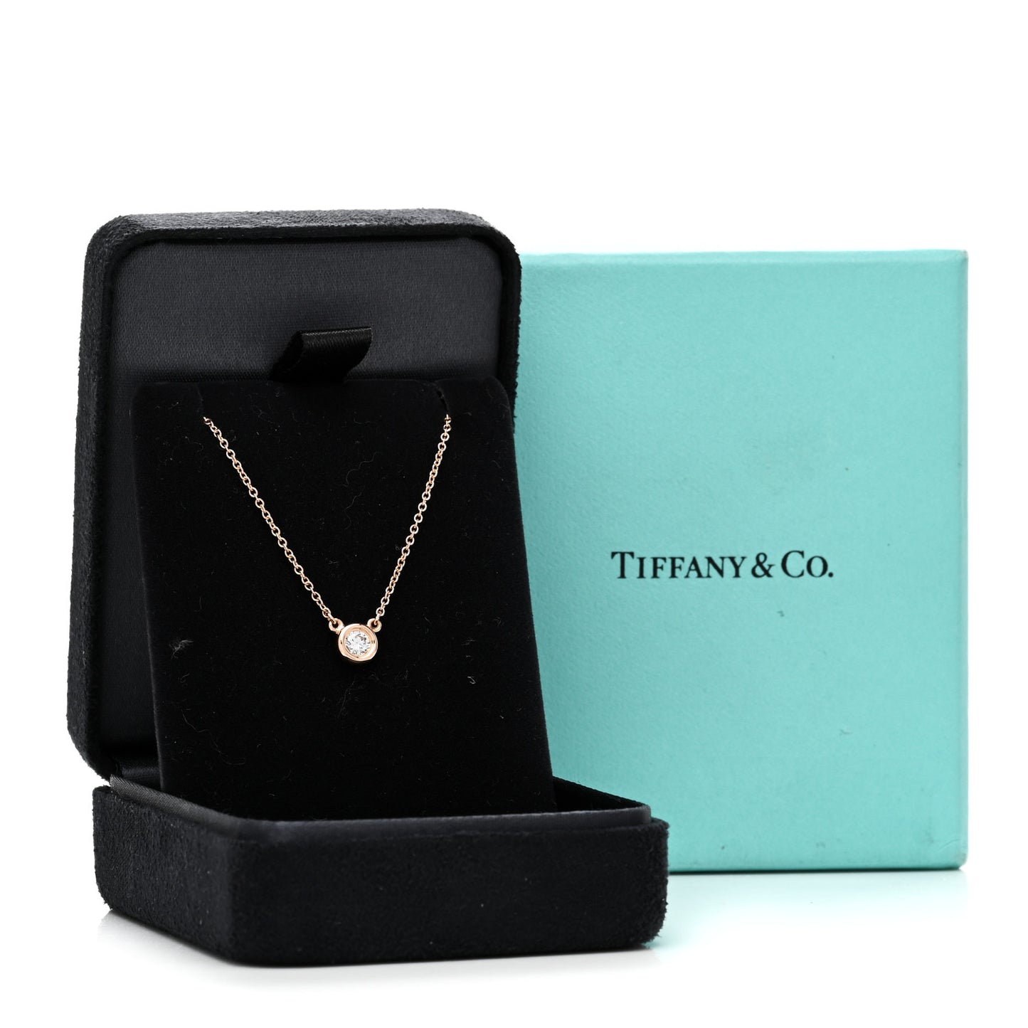 18K Rose Gold Diamond .17ct Elsa Peretti Diamonds by the Yard Pendant Necklace