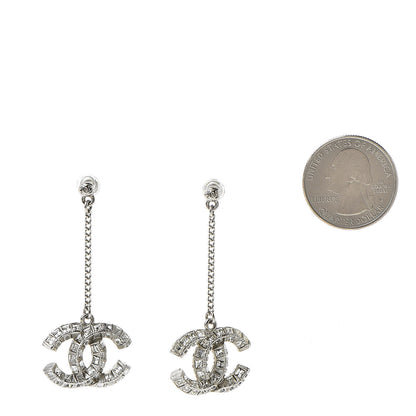 Chanel Baguette Crystal CC Drop Earrings Silver 2 of 4