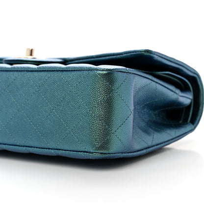 Chanel Iridescent Caviar Quilted Medium Double Flap Green 9 of 9