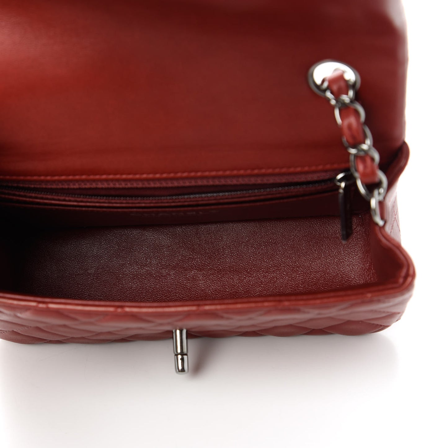 Lambskin Quilted Mini Rectangular Flap Red