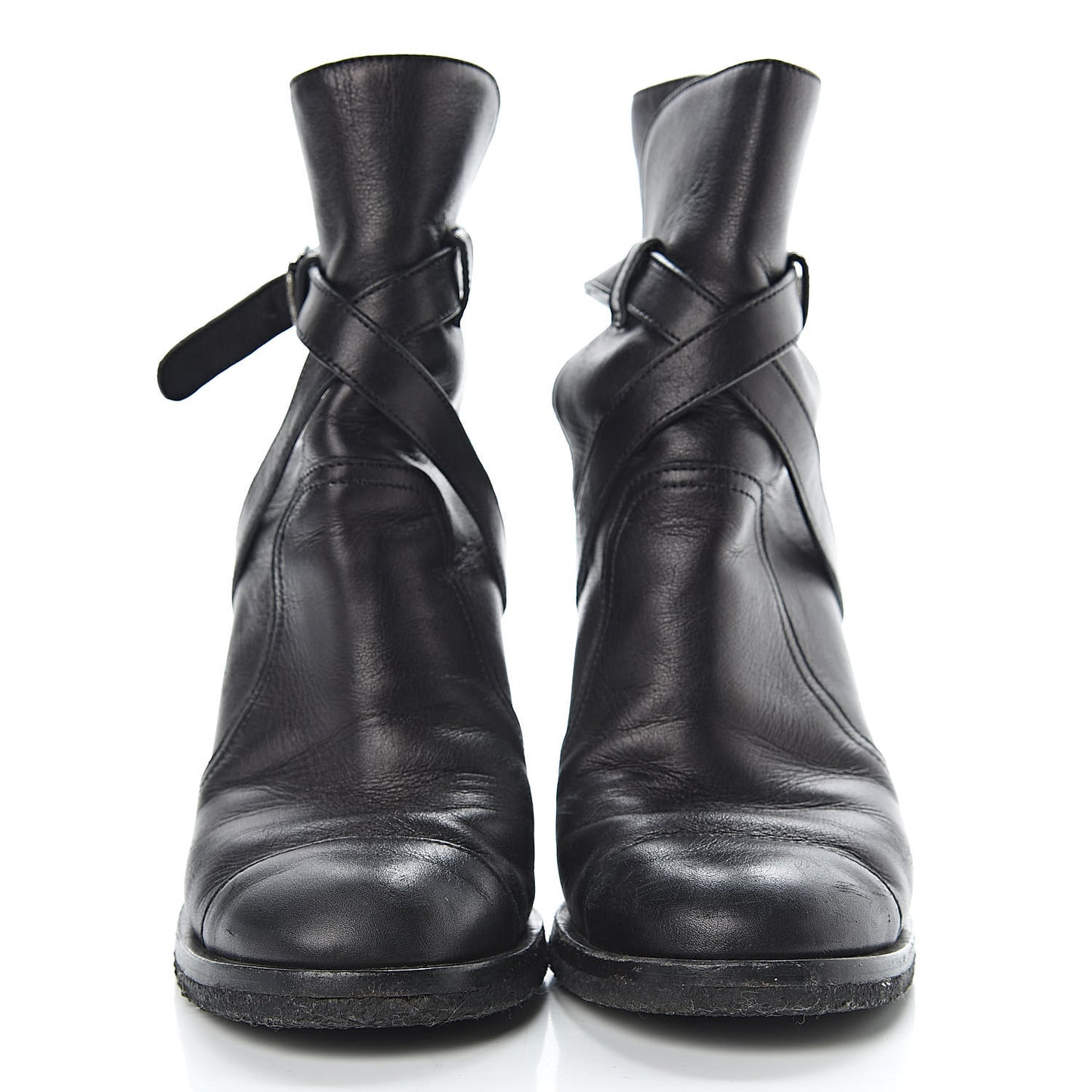 Lambskin CC Buckle Short Boots 36.5 Black