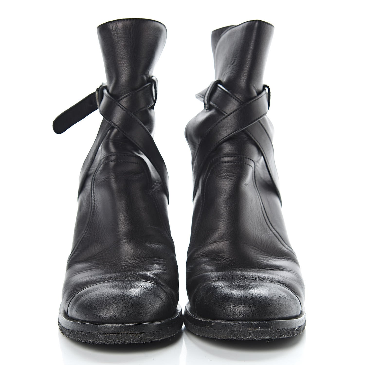 Chanel Lambskin CC Buckle Short Boots 36.5 Black 2 of 11