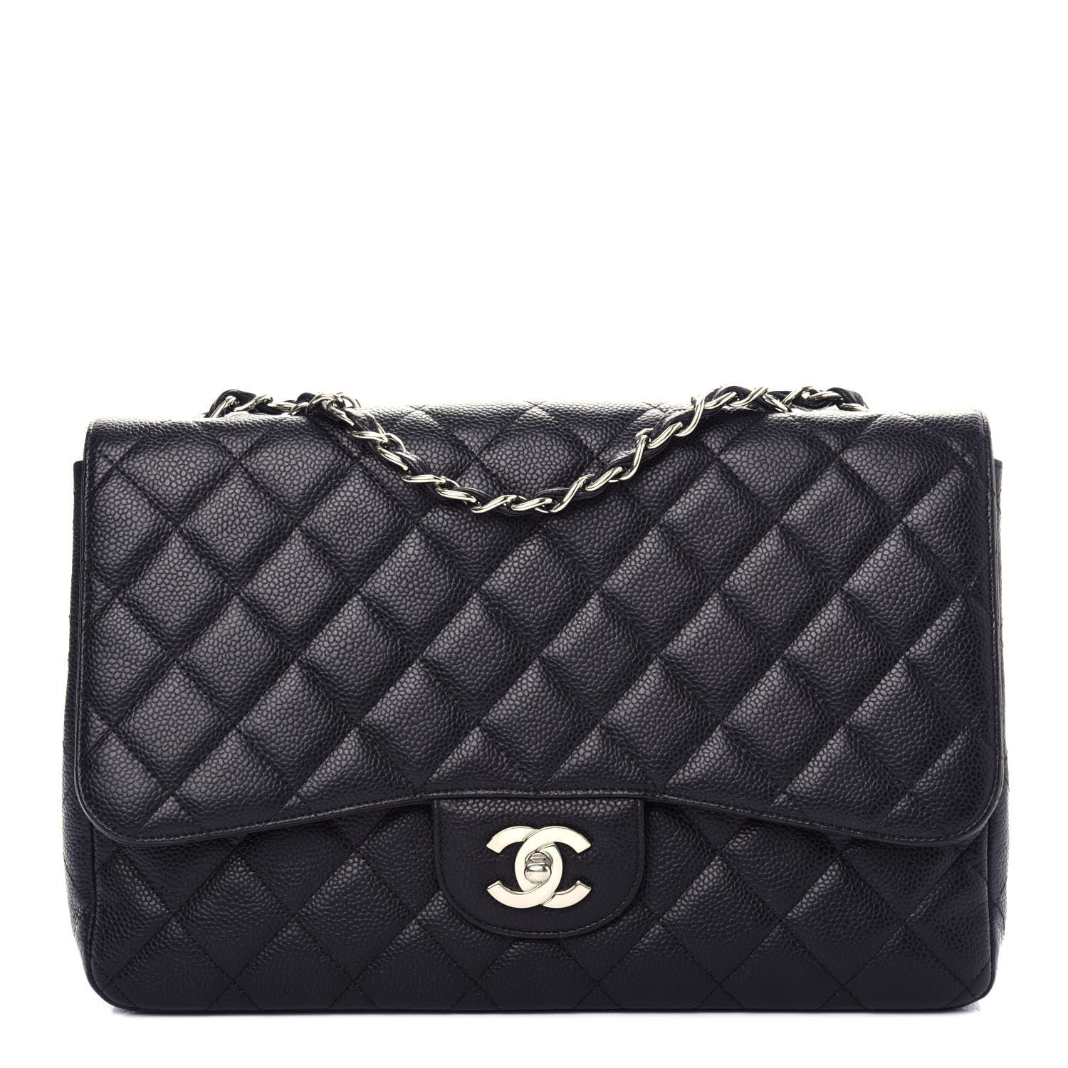 Chanel Caviar Quilted Jumbo Single Flap Black 3 of 12