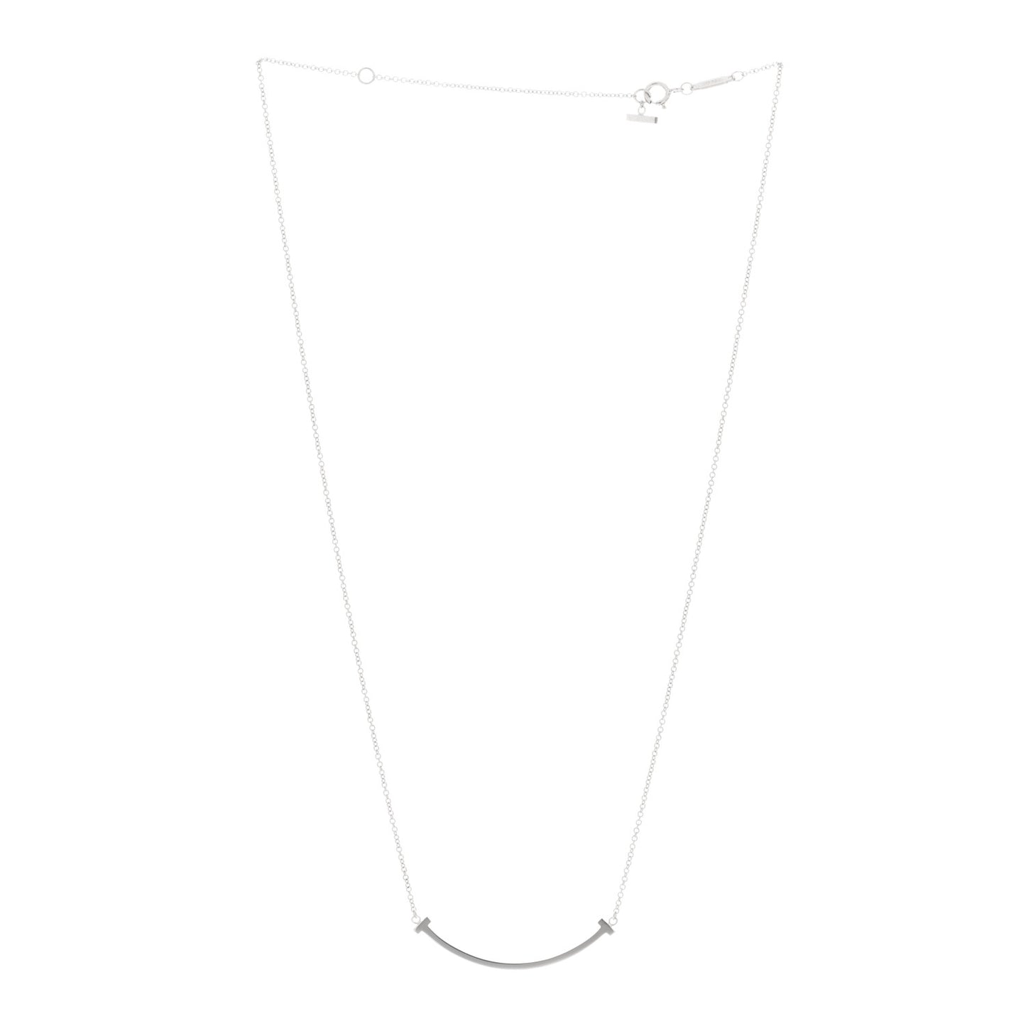 18K White Gold Small T Smile Pendant Necklace