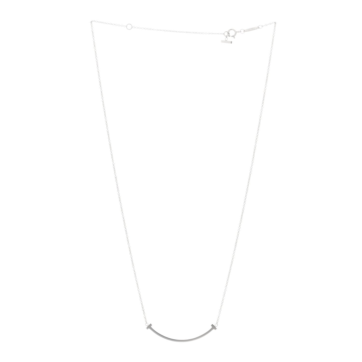 Tiffany 18K White Gold Small T Smile Pendant Necklace 2 of 4