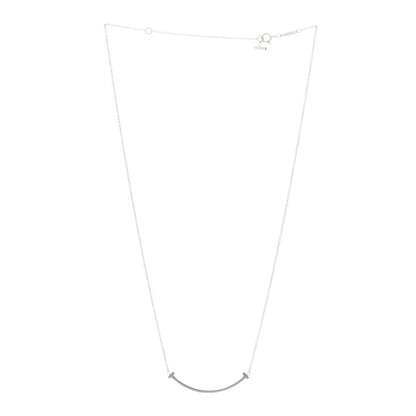 Tiffany 18K White Gold Small T Smile Pendant Necklace 2 of 4