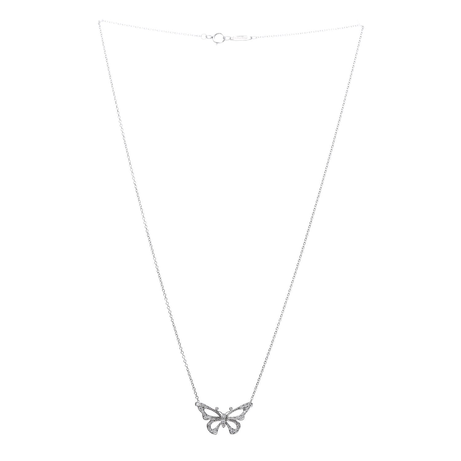 Tiffany Platinum Diamond .20ctw Enchant Butterfly Necklace 3 of 7