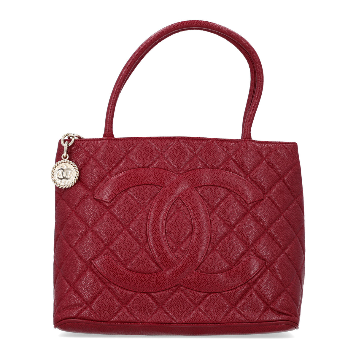 Caviar Quilted Medallion Tote Bordeaux