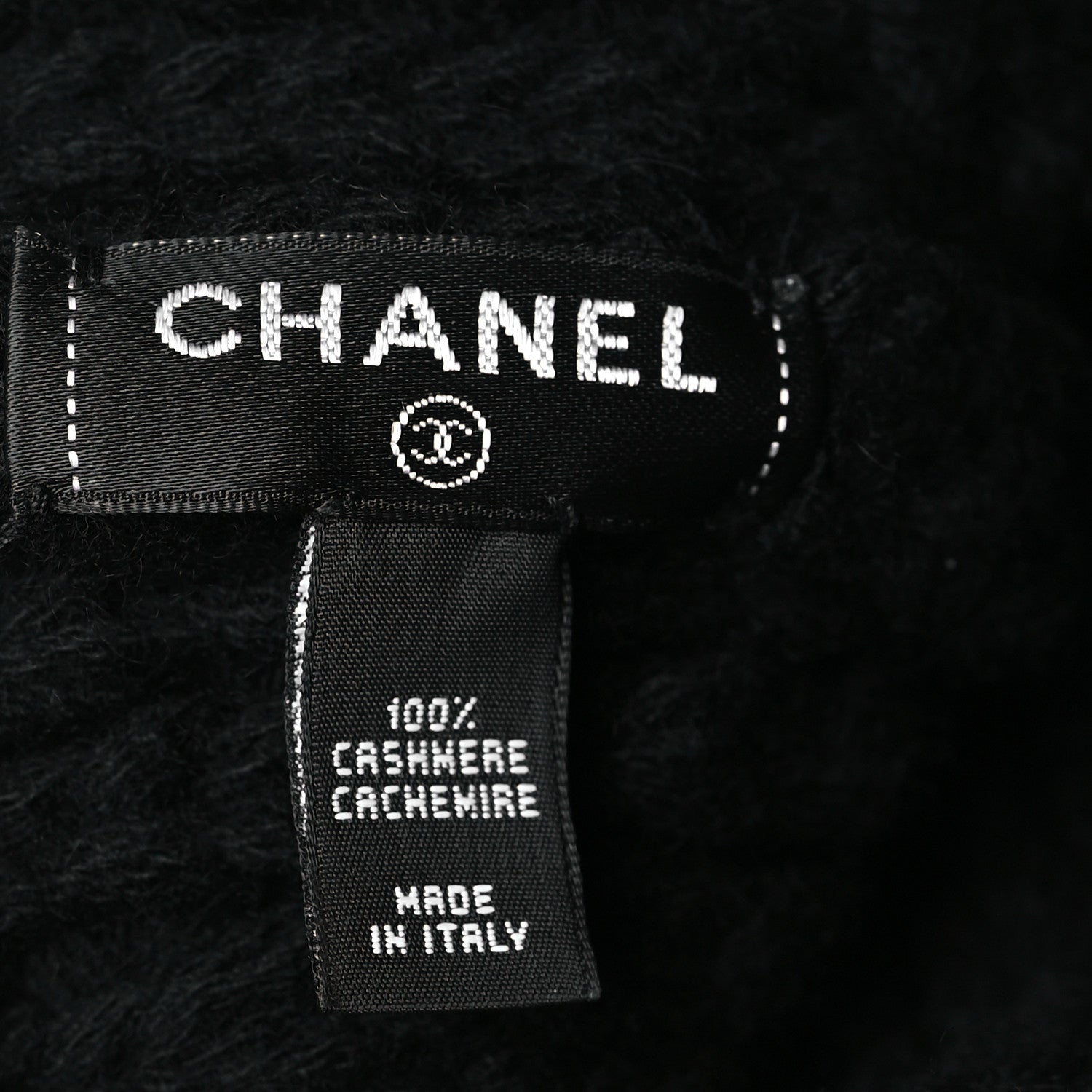 Chanel Cashmere CC Beanie Hat Black 3 of 3