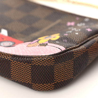 Louis Vuitton Damier Ebene 2019 Christmas Animation Mini Pochette Accessories Red 9 of 10