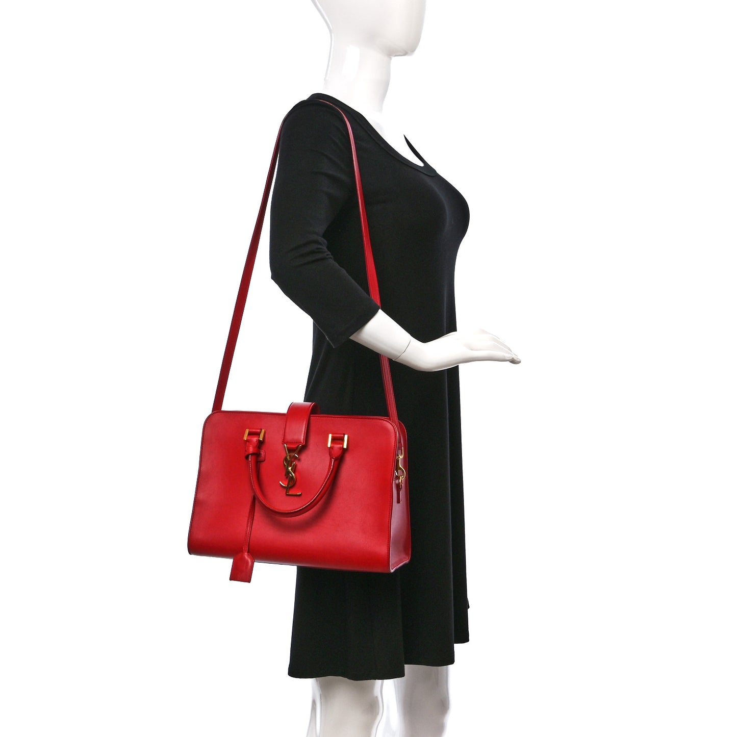 Calfskin Small Monogram Cabas Lipstick Red