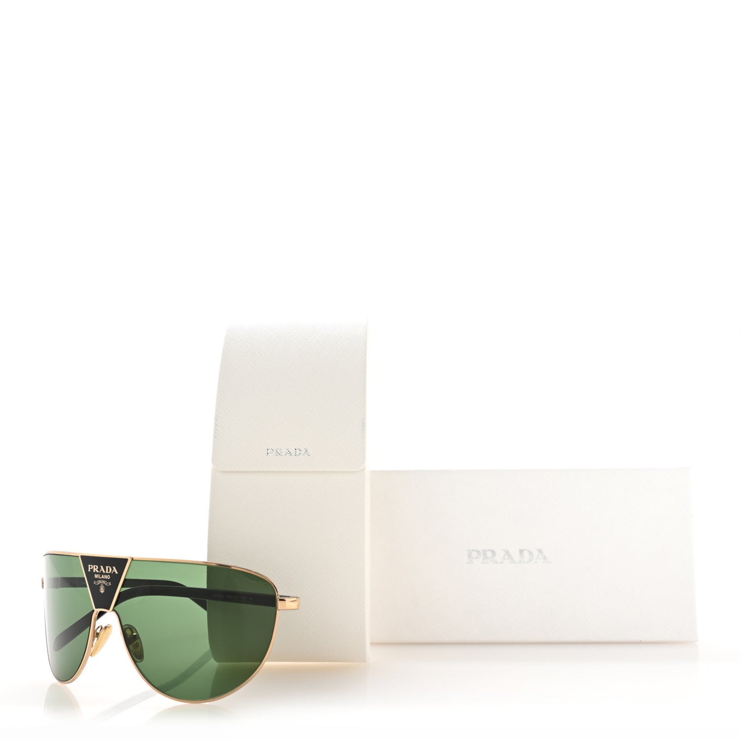 Metal Shield Sunglasses SPR 69Z Gold Green