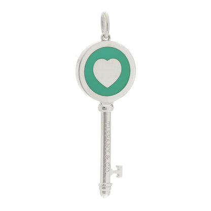 Tiffany Sterling Silver Enamel Heart Key Pendant Blue 3 of 5