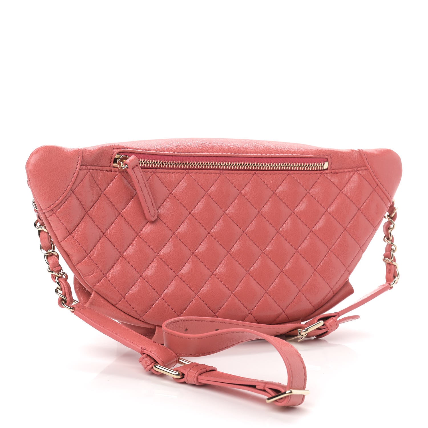 Chanel Crumpled Glazed Lambskin Quilted Waist Bag Fanny Pack Pink 3 of 9