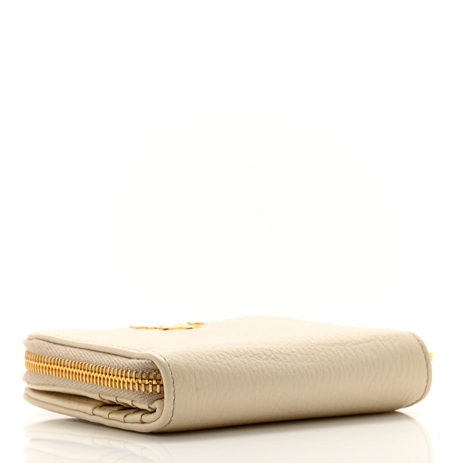 Prada Vitello Daino Compact Zip Around Wallet Cera 4 of 12