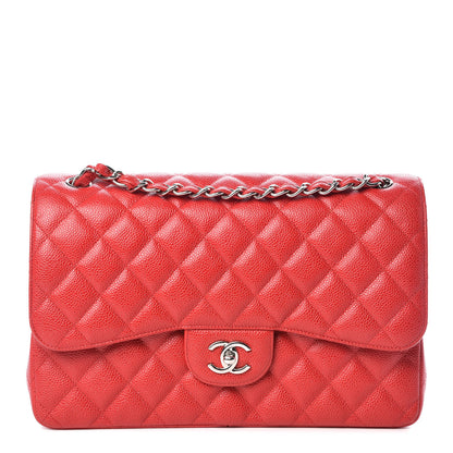 Chanel Caviar Quilted Jumbo Double Flap Red 1 of 9