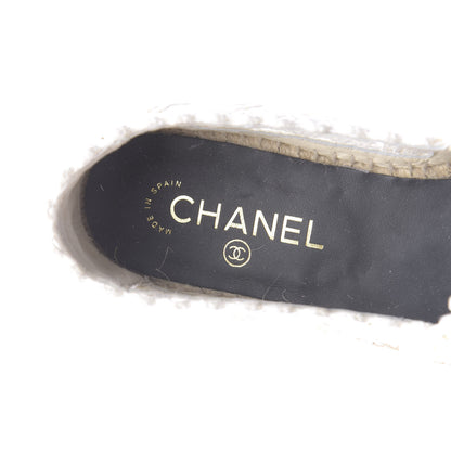 Chanel Woven Fabric Grosgrain CC Espadrilles 41 White Black 10 of 10