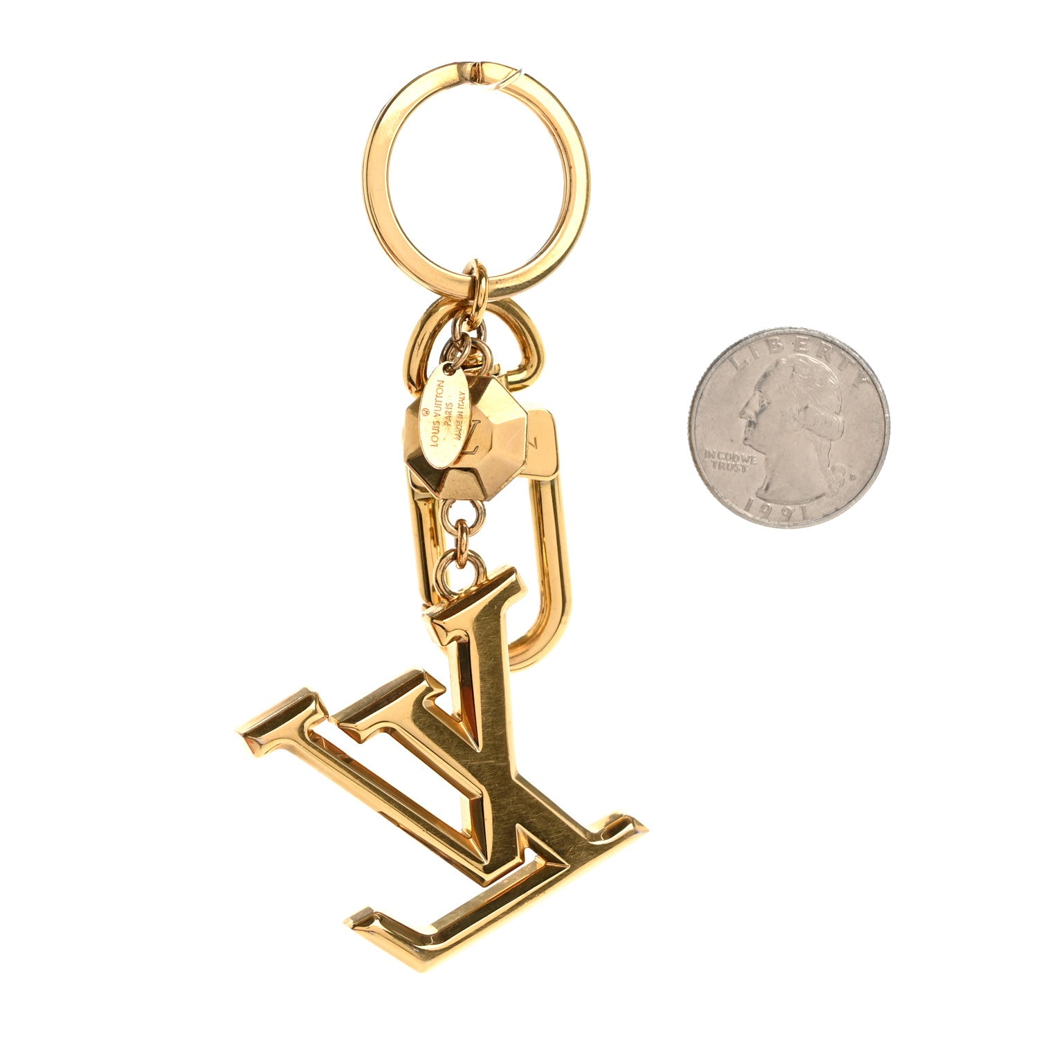 Louis Vuitton LV Facettes Bag Charm Key Holder Gold 2 of 7