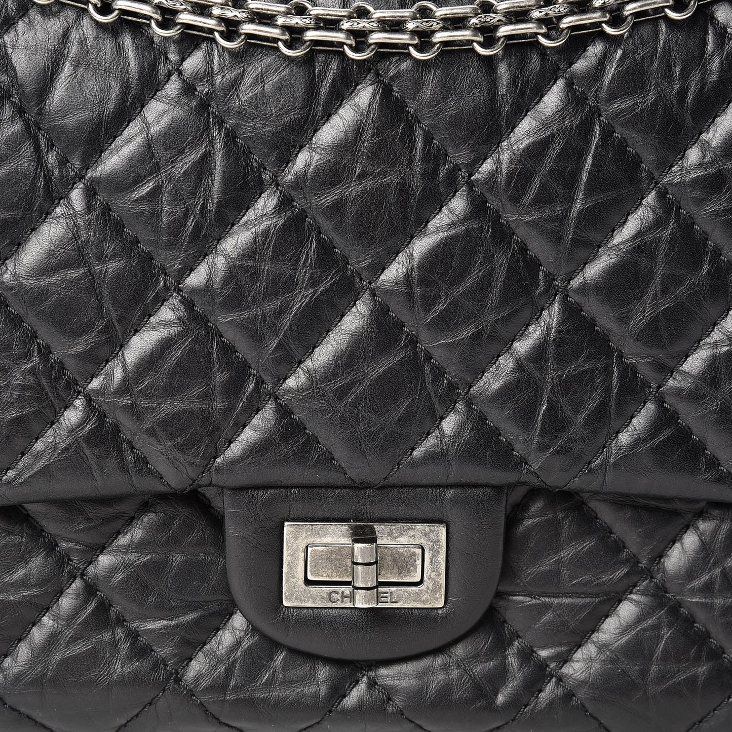 Aged Calfskin Quilted 2.55 Reissue 226 Flap Black