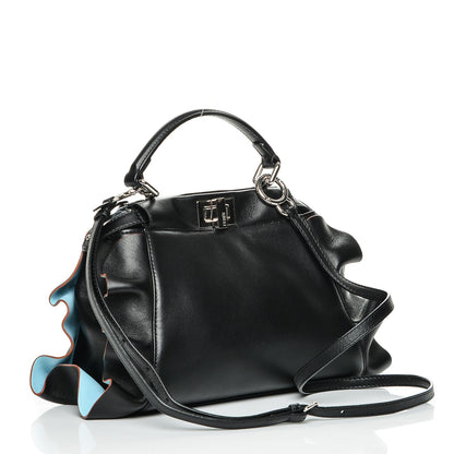 Fendi Nappa Waves Bi-Color Mini Peekaboo Iconic Satchel Black Turchese 3 of 6