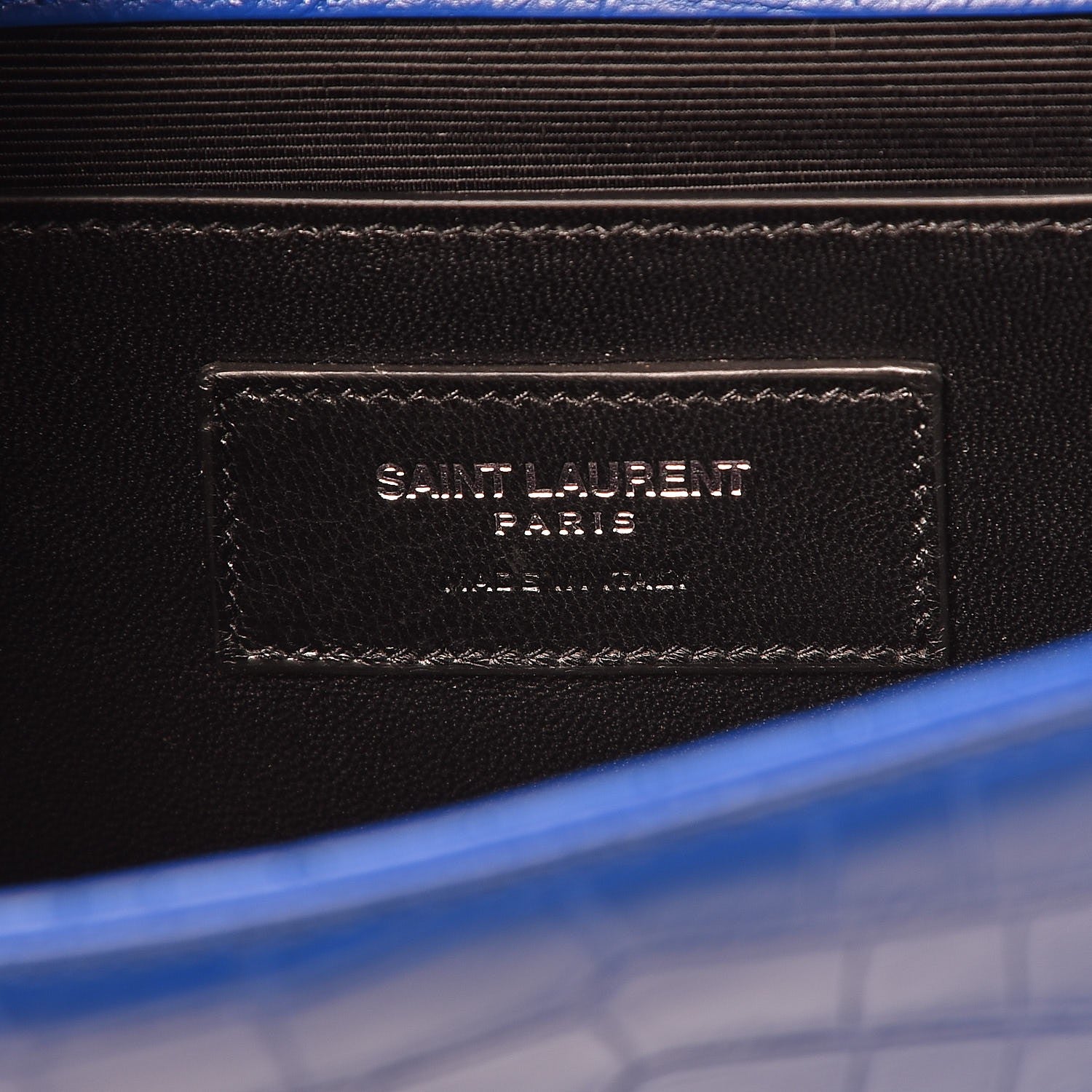 Saint Laurent Calfskin Crocodile Embossed Classic Kate Monogram Clutch Royal Blue 6 of 7