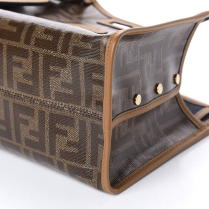 Fendi Glazed Fabric Vitello Century FF 1974 Stamp Patch Mini Peekaboo Defender Cover Mogano Panna Caramello 7 of 12