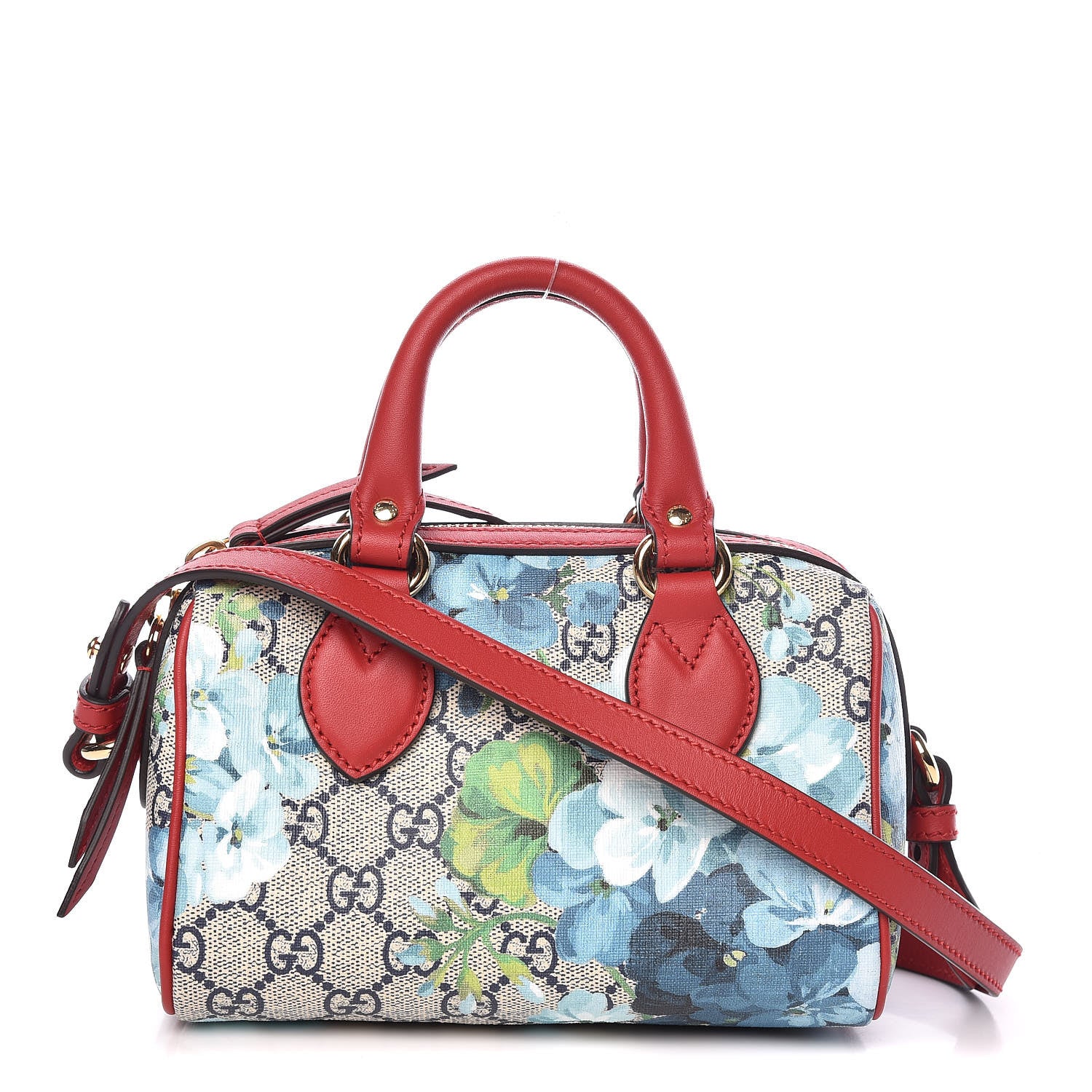 Gucci GG Supreme Monogram Blooms Mini Boston Navy Blue Hibiscus 1 of 11