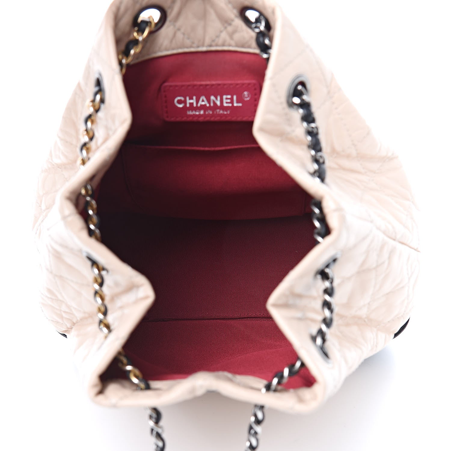 Chanel Aged Calfskin Quilted Gabrielle Backpack Beige Black 5 of 13