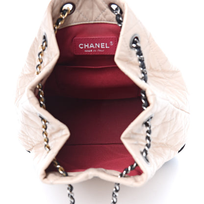 Chanel Aged Calfskin Quilted Gabrielle Backpack Beige Black 5 of 13