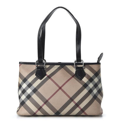 Burberry Patent Trim Nova Check Shopper Tote Black 1 of 9