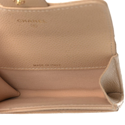 Chanel Caviar Quilted Flap Card Holder Wallet Beige 5 of 10