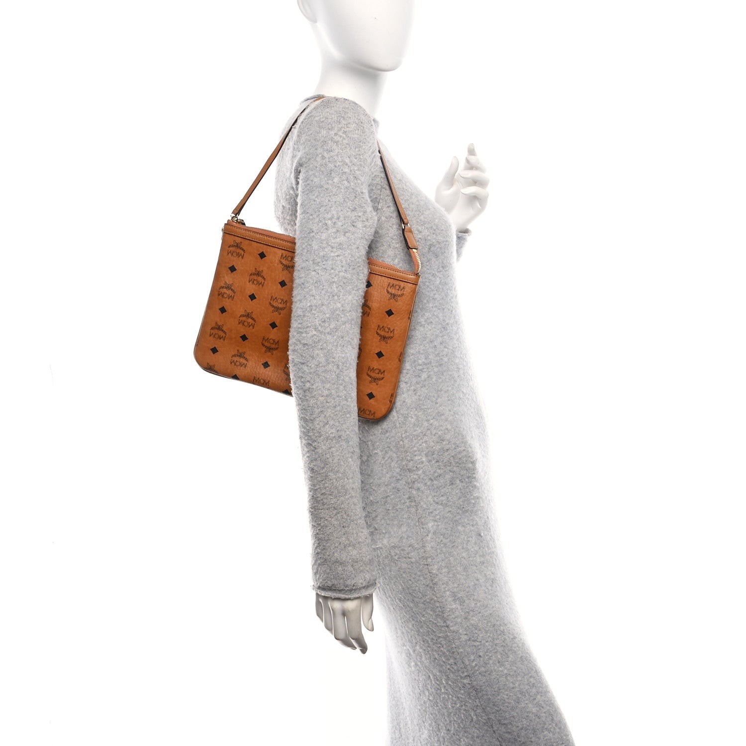 MCM Visetos Liz Shopper Tote Pouch Cognac 2 of 9