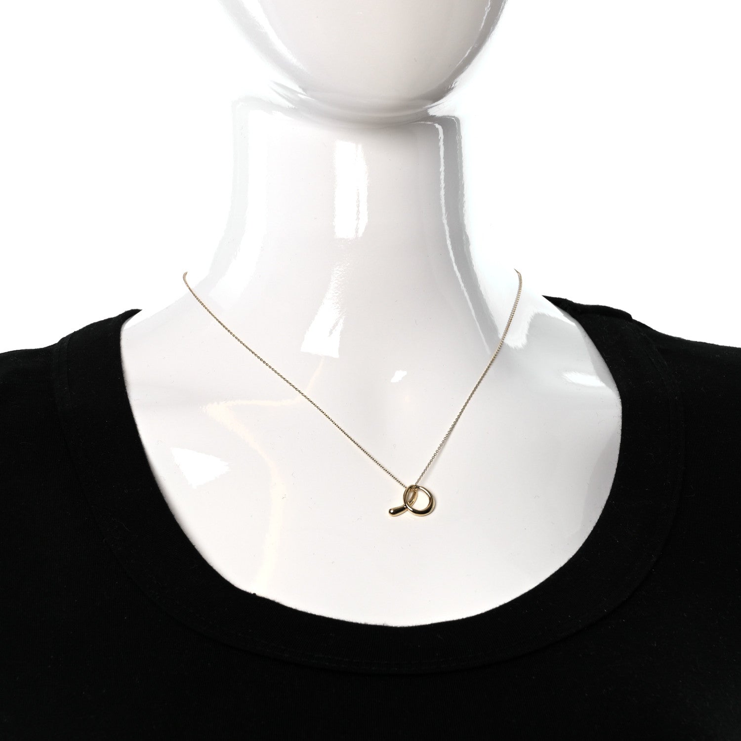 Tiffany 18K Yellow Gold Elsa Peretti Letter A Pendant Necklace 2 of 5